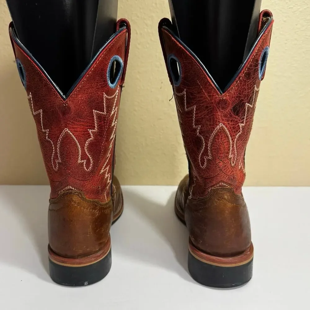 Smoky Mountain Youth Brown Ostrich Style 3752C Square Toe Cowboy Boots - Sz 13.5 - Picture 3 of 7